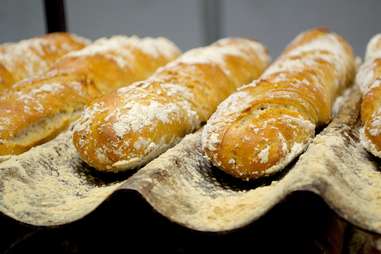 Baguettes with flour powdered on top