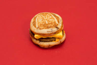 McDonald's sausage mcgriddle with egg and cheese