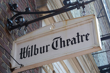 Outside hanging sign of Wilbur Theatre