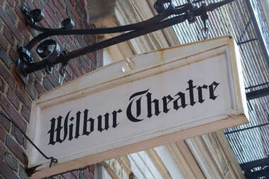 Outside hanging sign of Wilbur Theatre