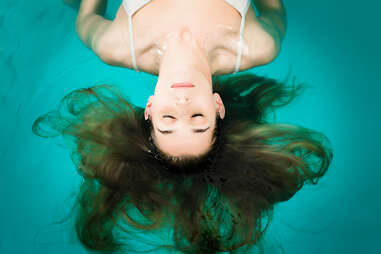 woman floating in water