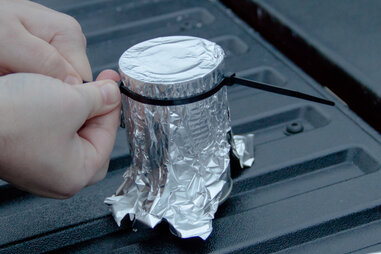 Seal the top of the tin can