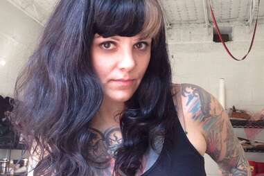 Dawn Cooke, tattoo artist and shop owner of Harlequin Tattoos, Detroit, Michigan