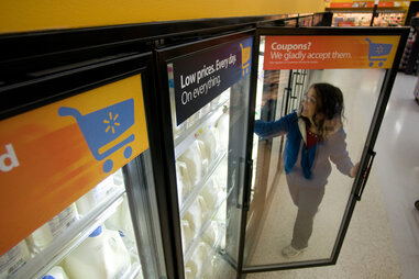 walmart shopper fridge door open interior