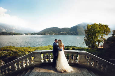 Man and woman wedding in Lake Cuomo, Italy