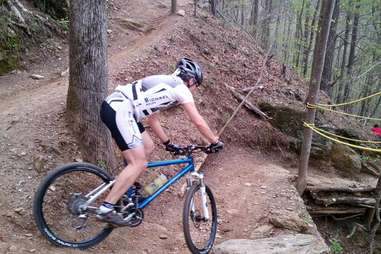 Man road biking down Blankets Creek trail