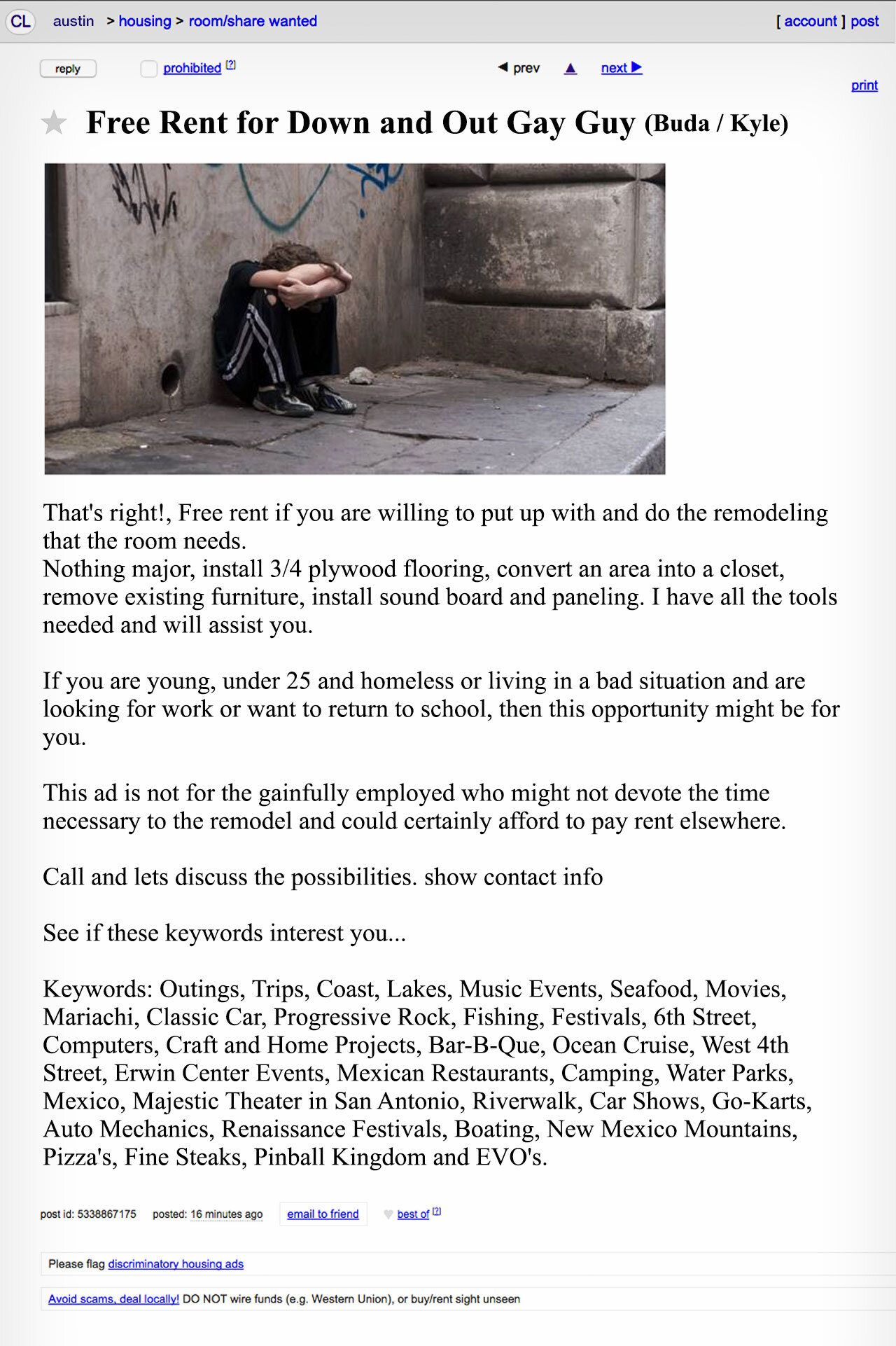 Screenshot via Craigslist