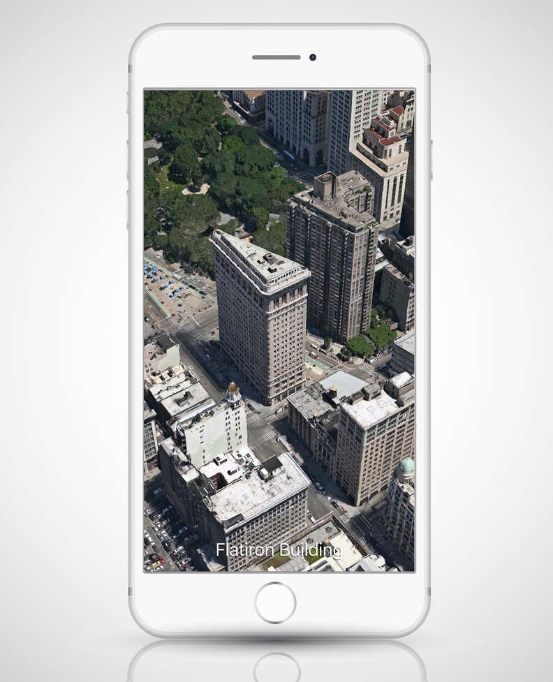 screenshot of Apple Maps' flyover tour view of NYC