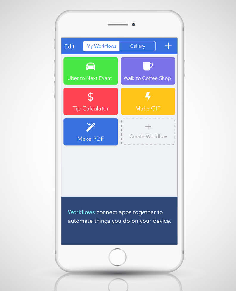 screenshot of Workflow app in an iPhone 6