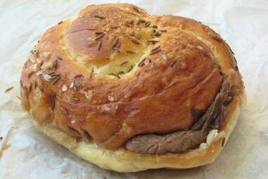 beef on weck sandwich on wax paper