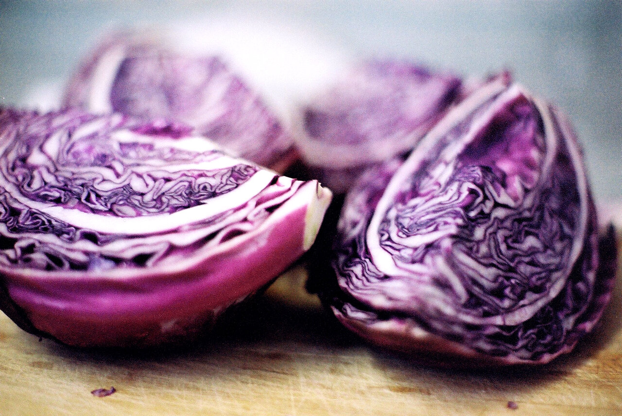 Sliced red cabbage