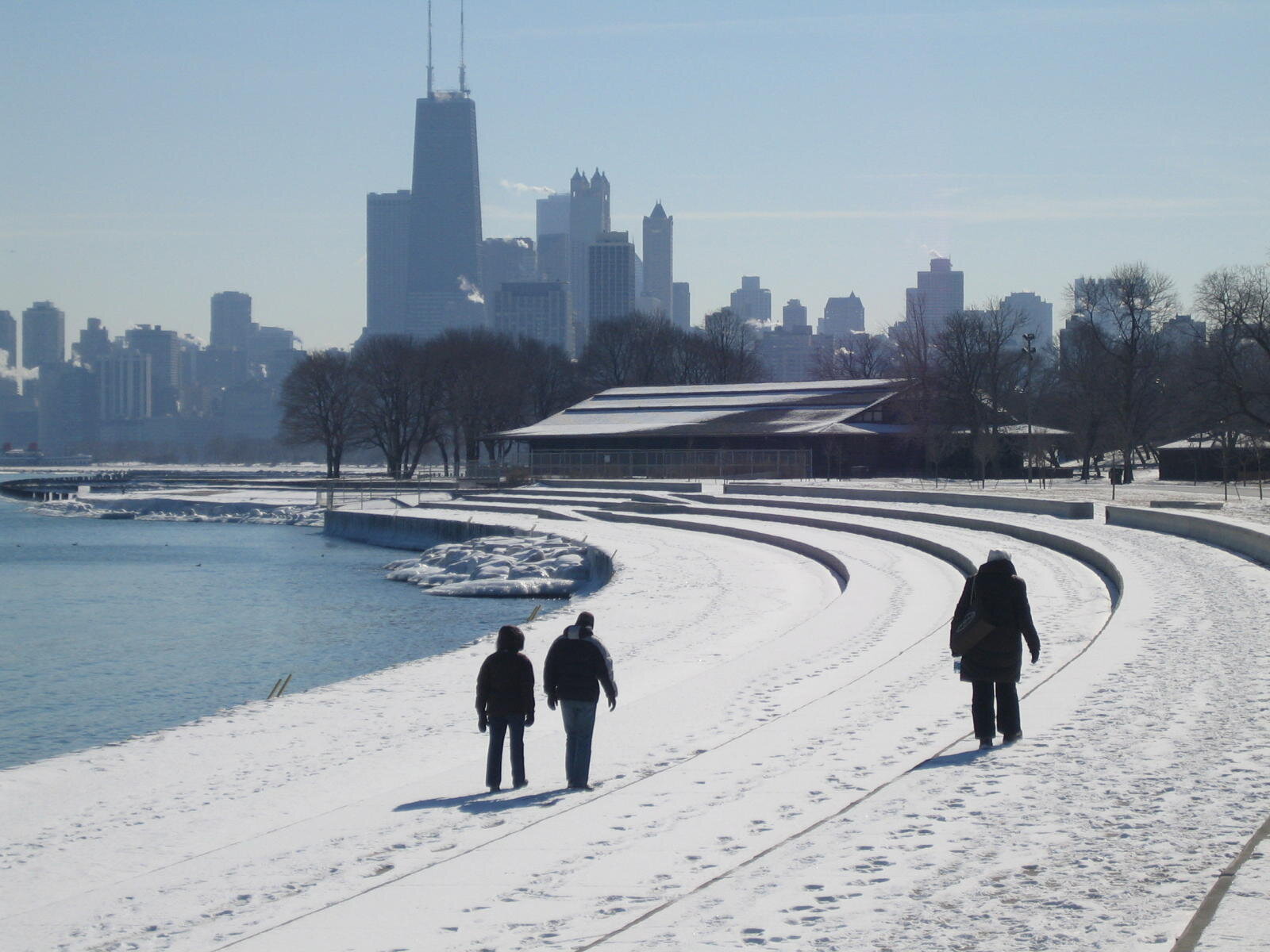People walking on Chicago winter day