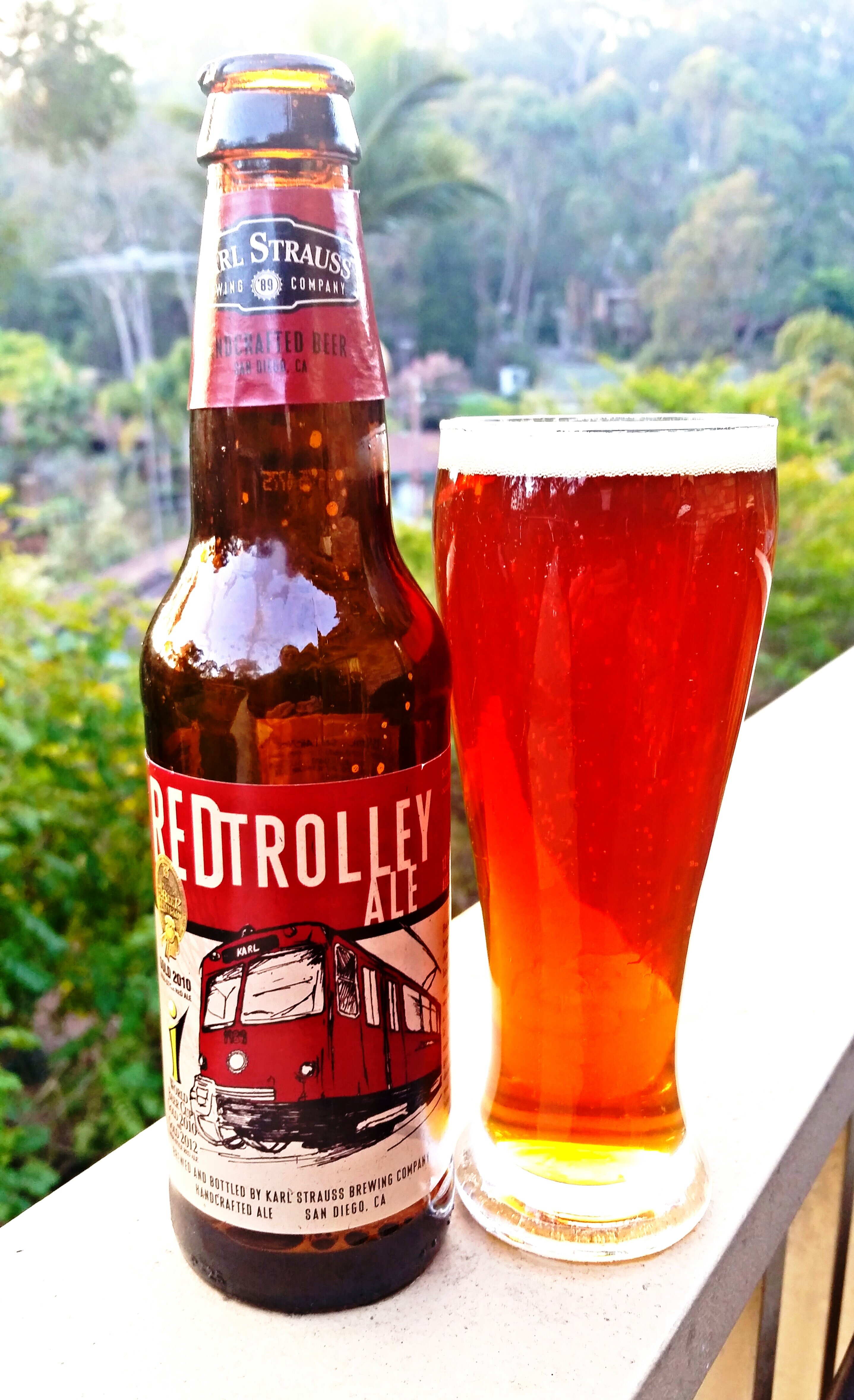 Karl Strauss Red Trolley ale in foreground