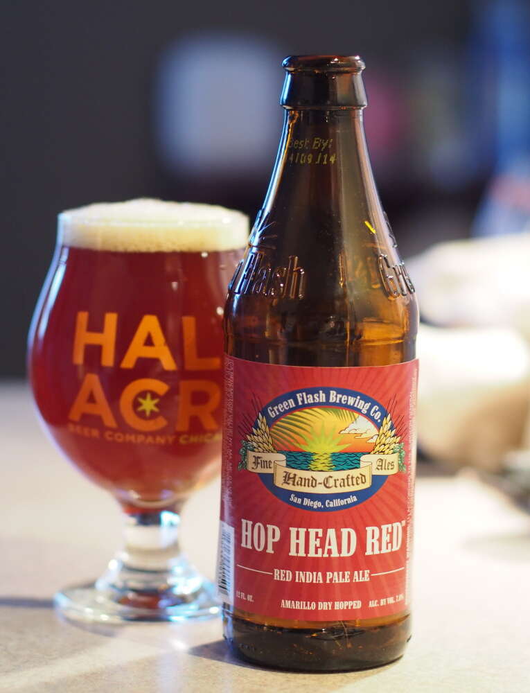 Green Flash Hop Head Red with full glass