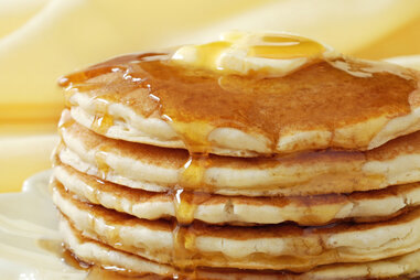 stack of pancakes, butter