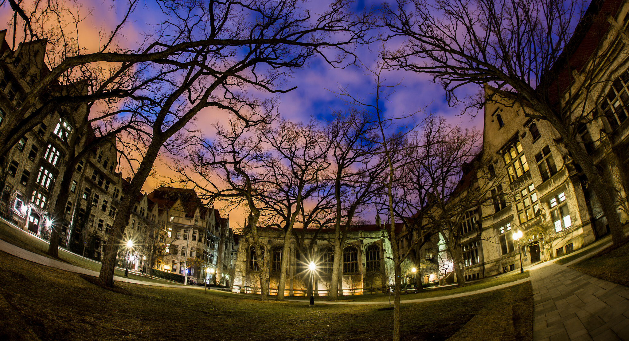 The Bond Chapel Quad at Night