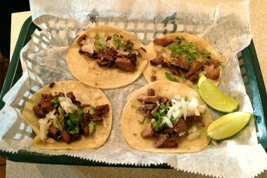 Al pastor and carne asada tacos
