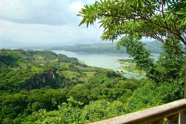 Shot from a balcony overlooking the lake at Suchitoto