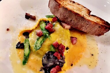 Runny egg yolk ravioli at Valentino Ft. Lauderdale