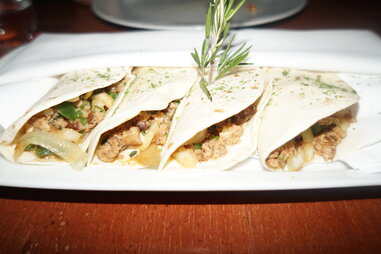 Crispy fish tacos at PM Steak in Miami