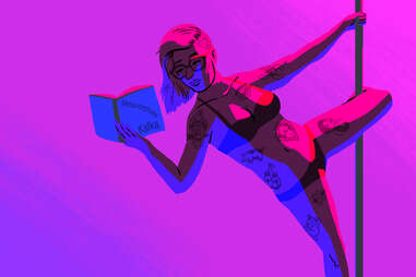 illustration of a hipster strip reading kafka williamsburg new york city brooklyn