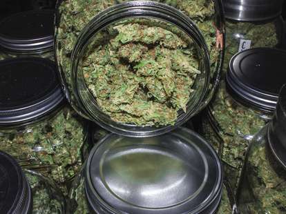Mason jars full of marijuana