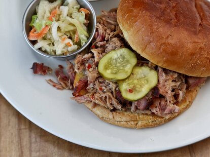 Pulled pork brisket with pickles