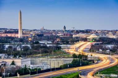 Washington dc traffic overheard aerial shot