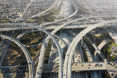 los angeles highway system overheard traffic aerial