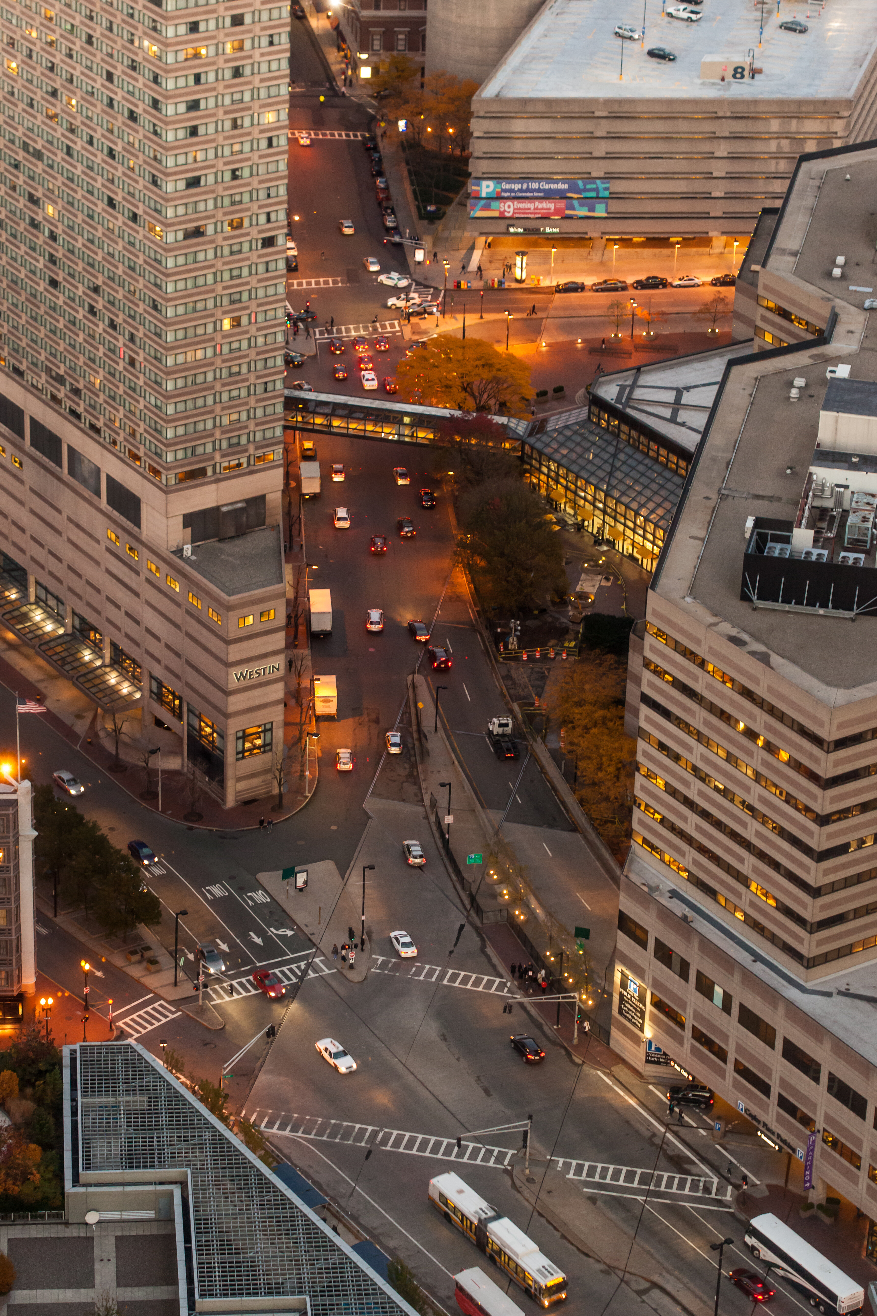 boston street overhead shot aerial cityscape