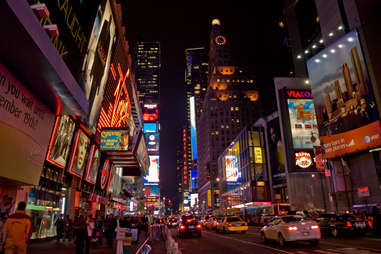 New York Times Square at night cityscape scene