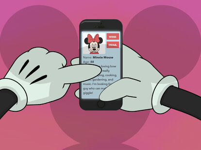 illustration of disney dating app on the iphone