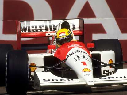 Ayrton Senna en route to winning the USGP
