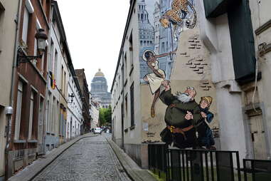Comic strip walk street art in Brussels, Belgium
