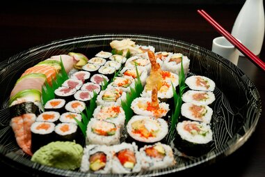 platter of assorted sushi