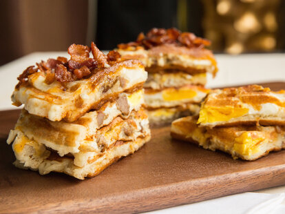 Thrillist recipe waffle breakfast sandwich