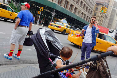 Stroller on sidewalk in NYC