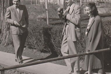 Robie Macauley with Arthur Koestler and Flannery O’Connor at Amana Colonies in Iowa