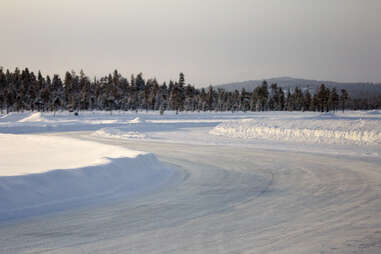 A frozen test track in Ivalo, Finland