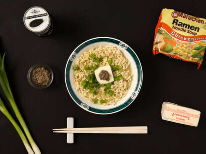 truffle ramen, chopsticks, chef 10 minute meals