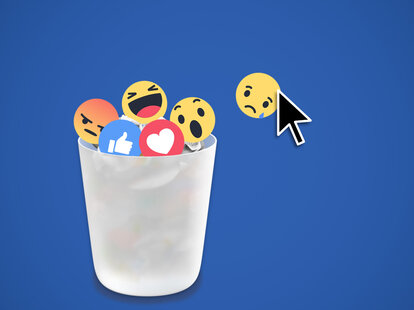facebook reactions in a trash can