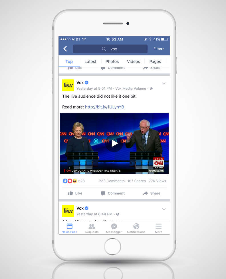 iPhone screenshot of Facebook news story debate