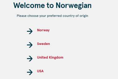 Norwegian airlines website