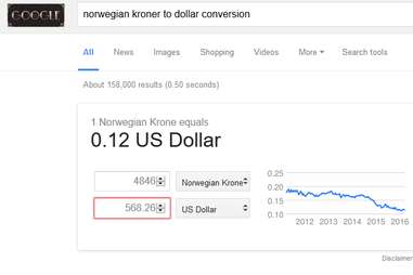 Dollar to Norwegian Kroner conversion