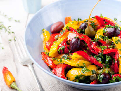 yellow and red bell pepper salad vegan