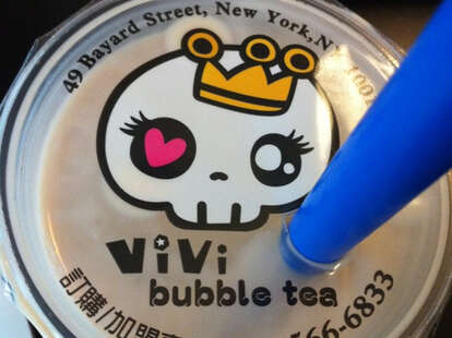 vivi bubble tea cup close up nyc