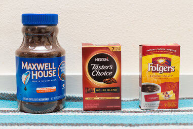 nescafe, maxwell house, and folger’s instant coffee