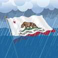 California Flag submerged in water