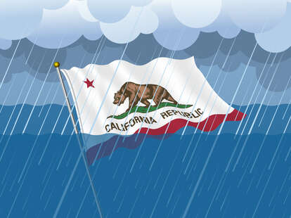 California Flag submerged in water