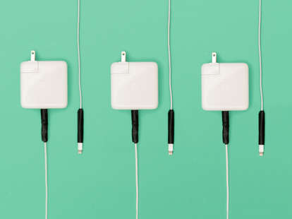 iphone and macbook chargers reinforced with tape